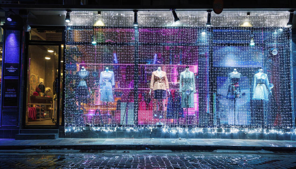 Светодиодный занавес для витрины