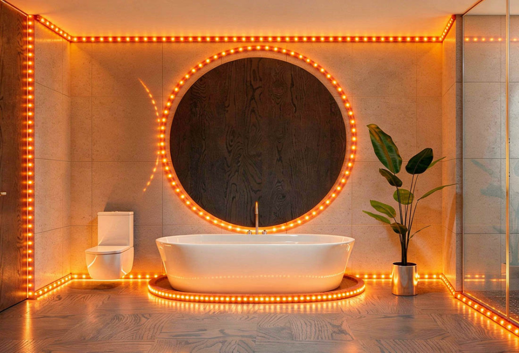 Влагозащищенная светодиодная лента для оформления ванной