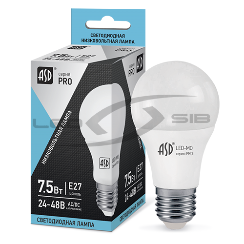 Лампа сд низковольтная LED-MO-24/48V-PRO  7,5W 24-48V Е27 4000К 600Lm ASD