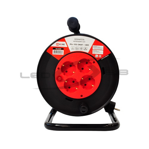 Удлинитель на катушке RG4-1050-SMARTс термозащитой 4-х местн с з/к 10A 50м 8805 IN HOME