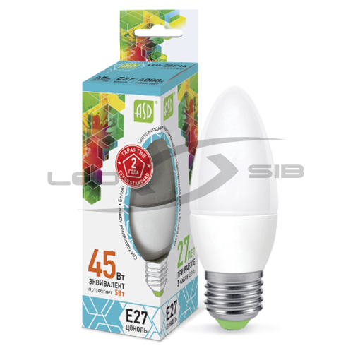 лампа сд led-свеча-standard  5.0w 230v е27 450lm Лампа сд LED-СВЕЧА-standard  5.0W 230V Е27 450Lm