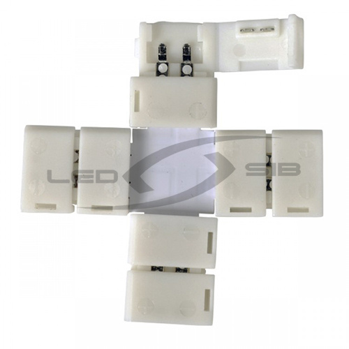 Коннектор Х - образный LS с защелками для одноцветных светодиодных лент шириной 8 мм 2 PIN