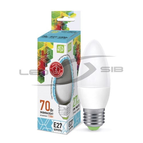 лампа сд led-свеча-standard  7.5w 230v е27 675lm Лампа сд LED-СВЕЧА-standard  7.5W 230V Е27 675Lm