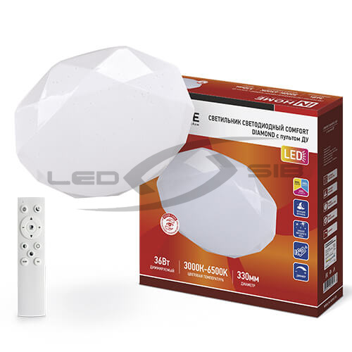 Светильник cд COMFORT DIAMOND 75W 230V 3000-6500K 6000Lm 480x80 мм  с пультом IN HOME