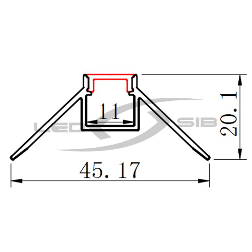 встраиваемый алюминиевый профиль в гипсокартон (с экраном) ls-yf-845, 2000х45х20 мм      Встраиваемый алюминиевый профиль в гипсокартон (с экраном) LS-YF-845, 2000х45х20 мм     