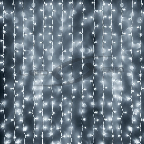 Дождь светодиодный LS, 2х3м, 220V, 760 LED, 20 нитей с коннектором, белый провод PVC 2,3 мм