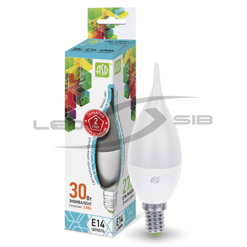 лампа сд led-свеча на ветру-standard 3.5w 230v е14 300lm  Лампа сд LED-СВЕЧА на ветру-standard 3.5W 230V Е14 300Lm 