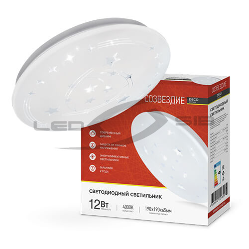 Светильник cд DECO 12W 6500К 780Lm 190х65мм СОЗВЕЗДИЕ IN HOME