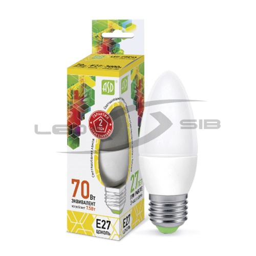 Лампа сд LED-СВЕЧА-standard  7.5W 230V Е27 675Lm