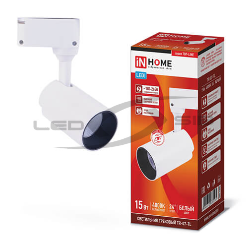 Светильник сд трековый TR-07-TL 15W 6500К 1500Lm IP40 24 град. белый серии TOP-LINE IN HOME