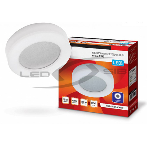 Светильник светодиодный серии RING-1540R-W 15Вт 230V 910лм 190ммIP65 круг IN HOME