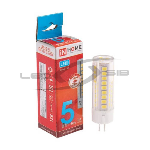 лампа сд led-jc-vc 5.0w 12v g4 450lm in home Лампа сд LED-JC-VC 5.0W 12V G4 450Lm IN HOME