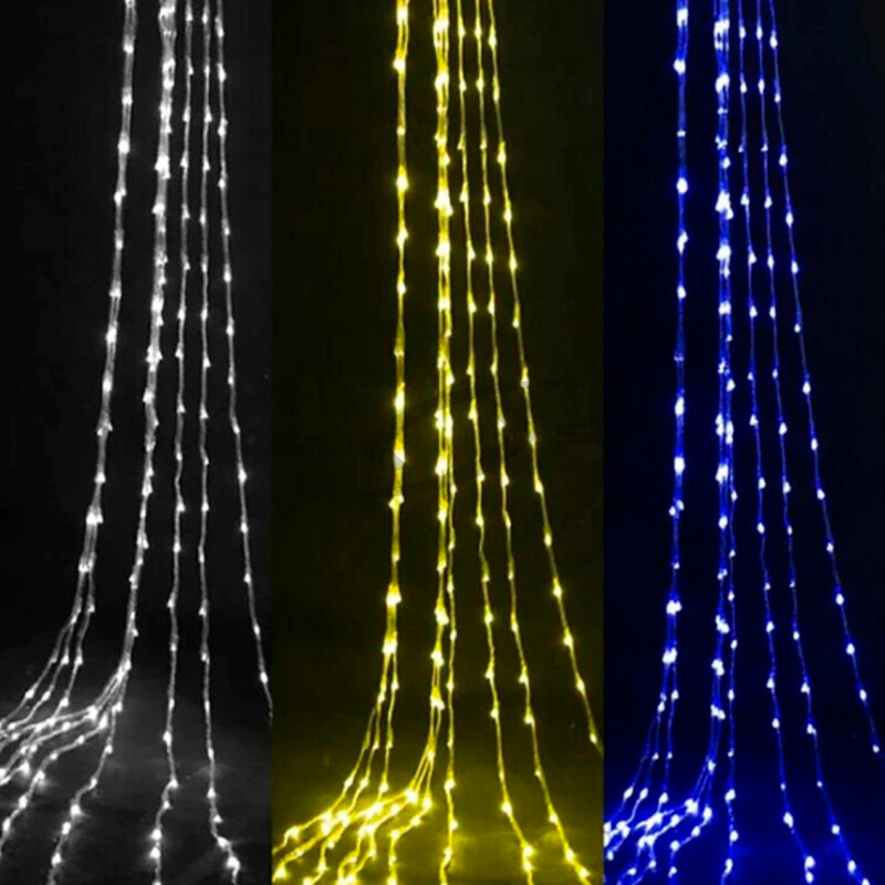 Водопад LS 1х3м 220V прозрачный провод PVC 2,3 мм, 300 Led IP65, кабель питания 1,5 м, стыкуется