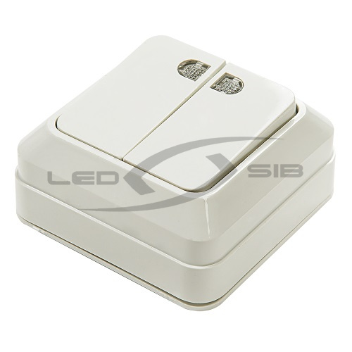 Выключатель накл 2кл с подсветкой  BOLLETO белый накл 7123